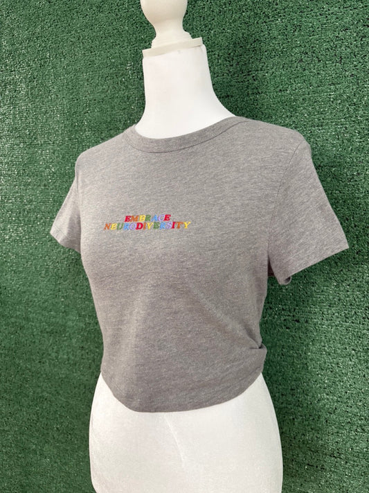 Embrace Neurodiversity Grey Baby Tee S