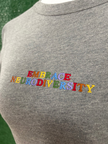 Embrace Neurodiversity Grey Baby Tee S