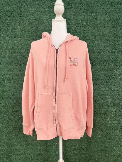 Be Kind to your Beautiful Mind Pink Zip Up Hoodie XS