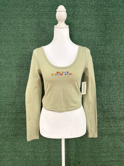 Embrace Neurodiversity Green Cropped Long Sleeve XS