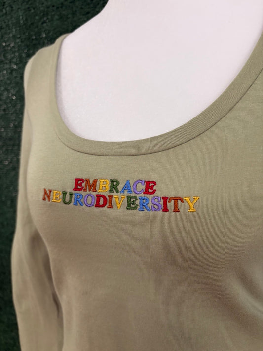 Embrace Neurodiversity Green Cropped Long Sleeve XS