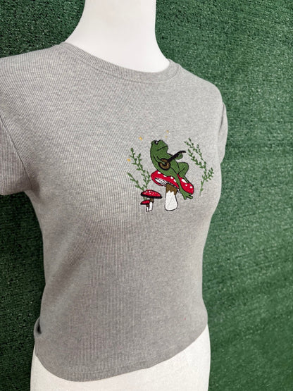 Grey Banjo Frog Baby Tee M