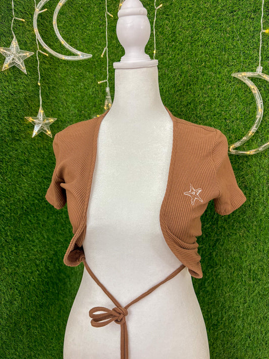 Starfish Brown Front Tie Top S
