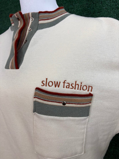 Slow Fashion Funky Button Up Crewneck L