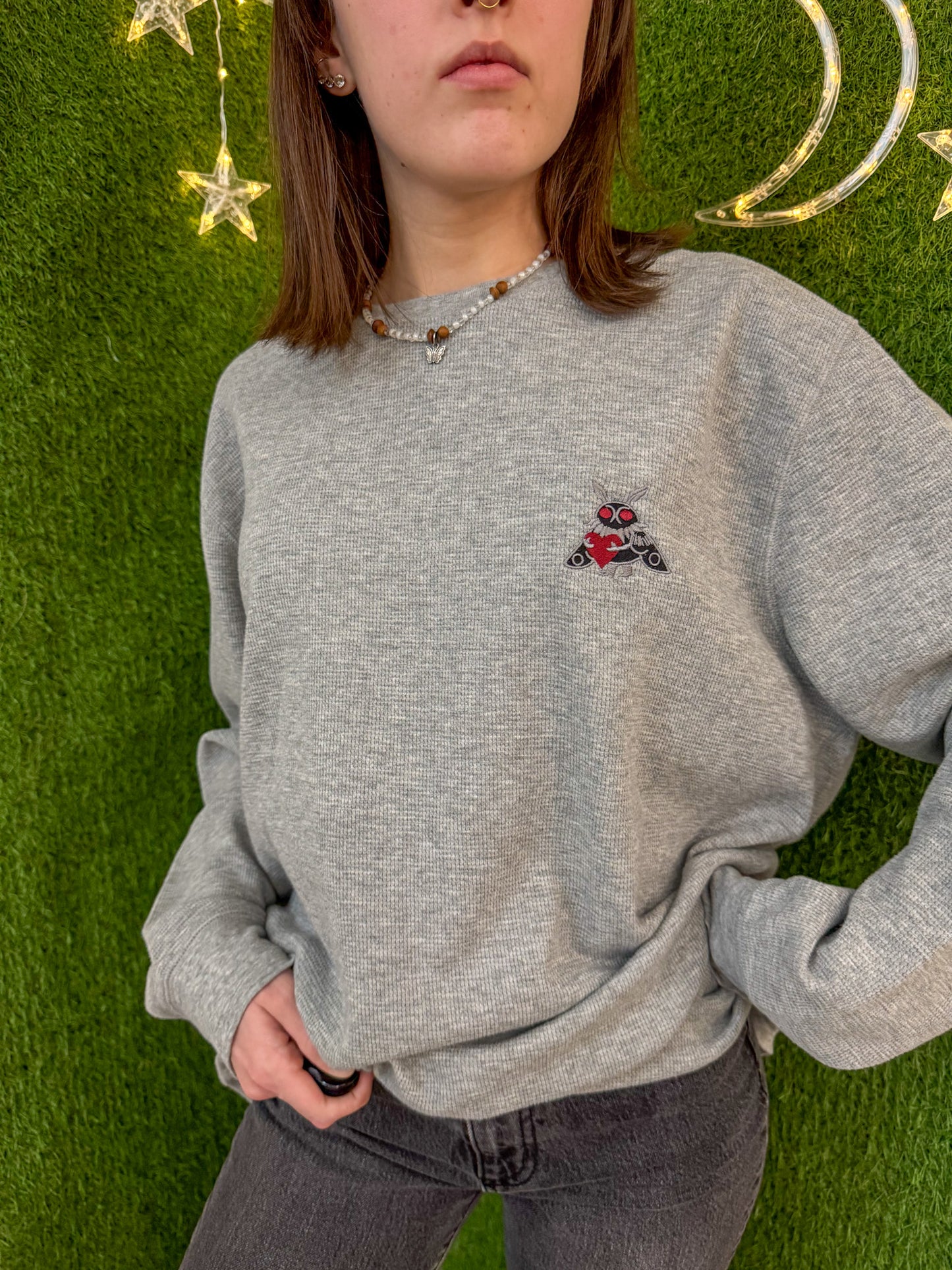 Mothman Hugging a Heart Thermal Long Sleeve 2XL