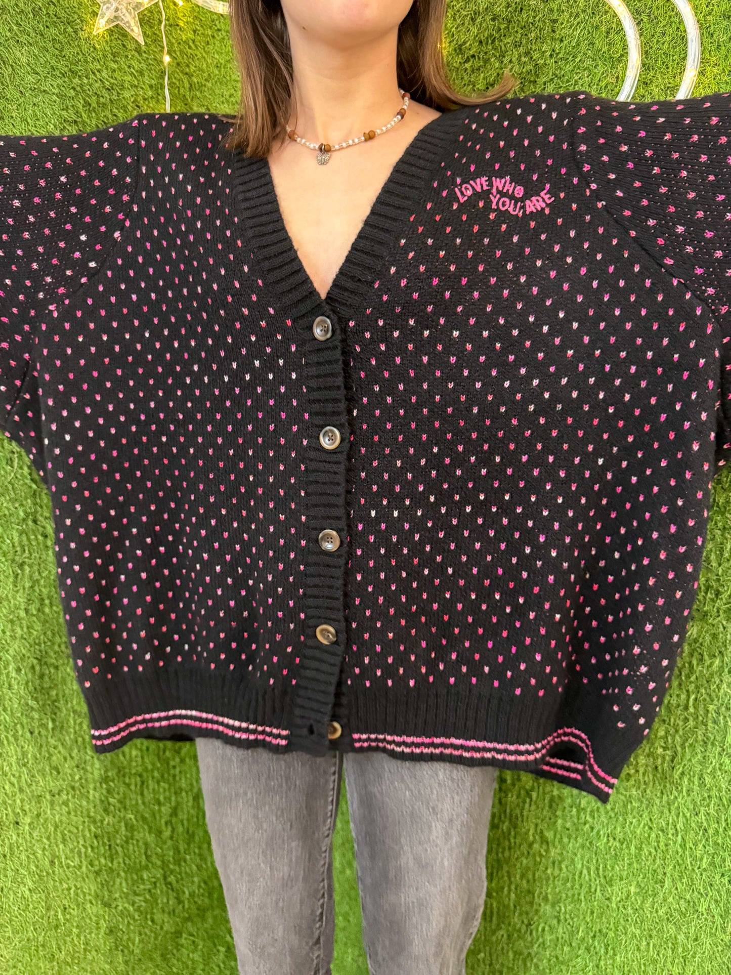 Love Who You Are Button Up Heart V-Neck 5XL