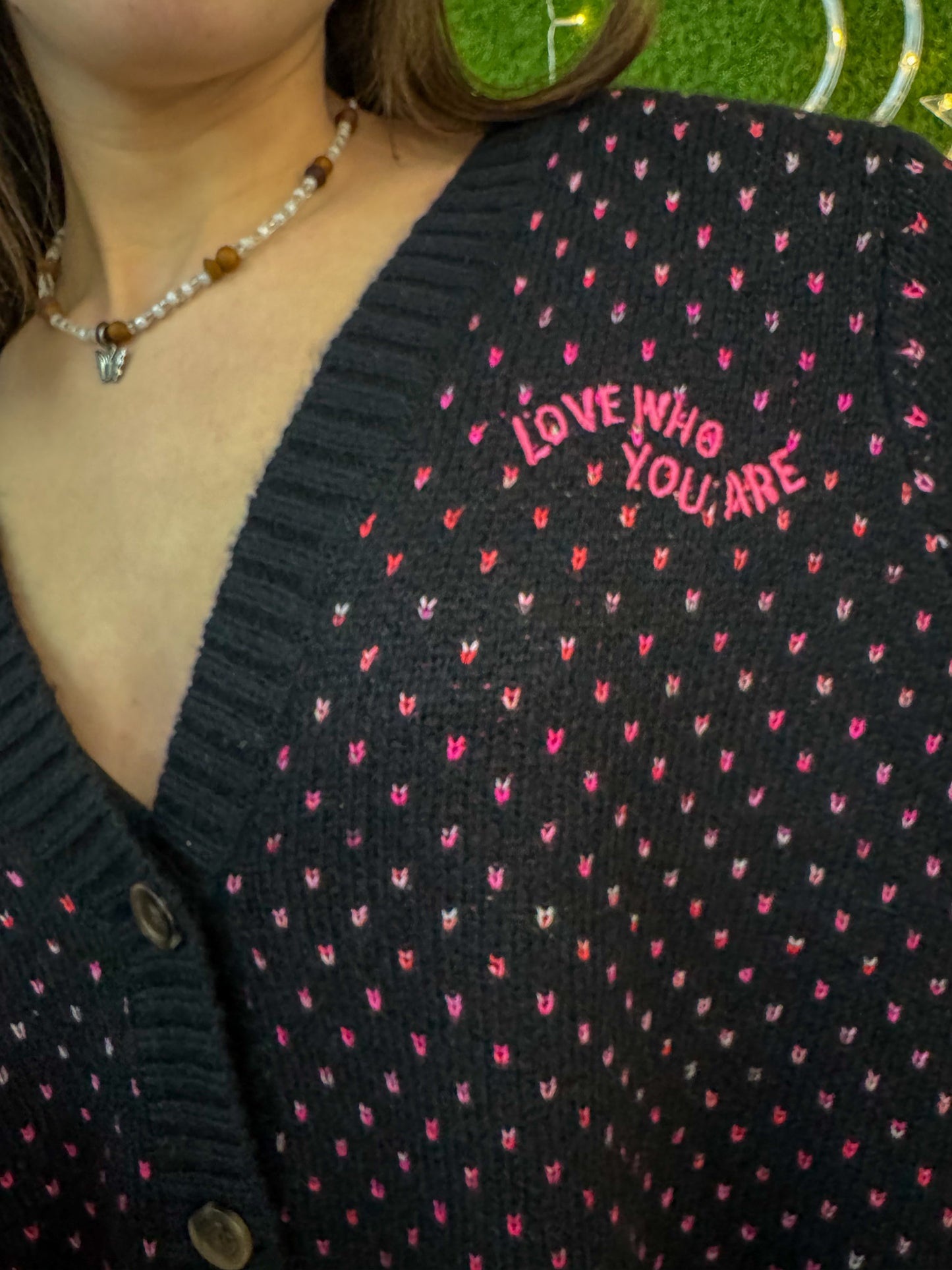 Love Who You Are Button Up Heart V-Neck 5XL