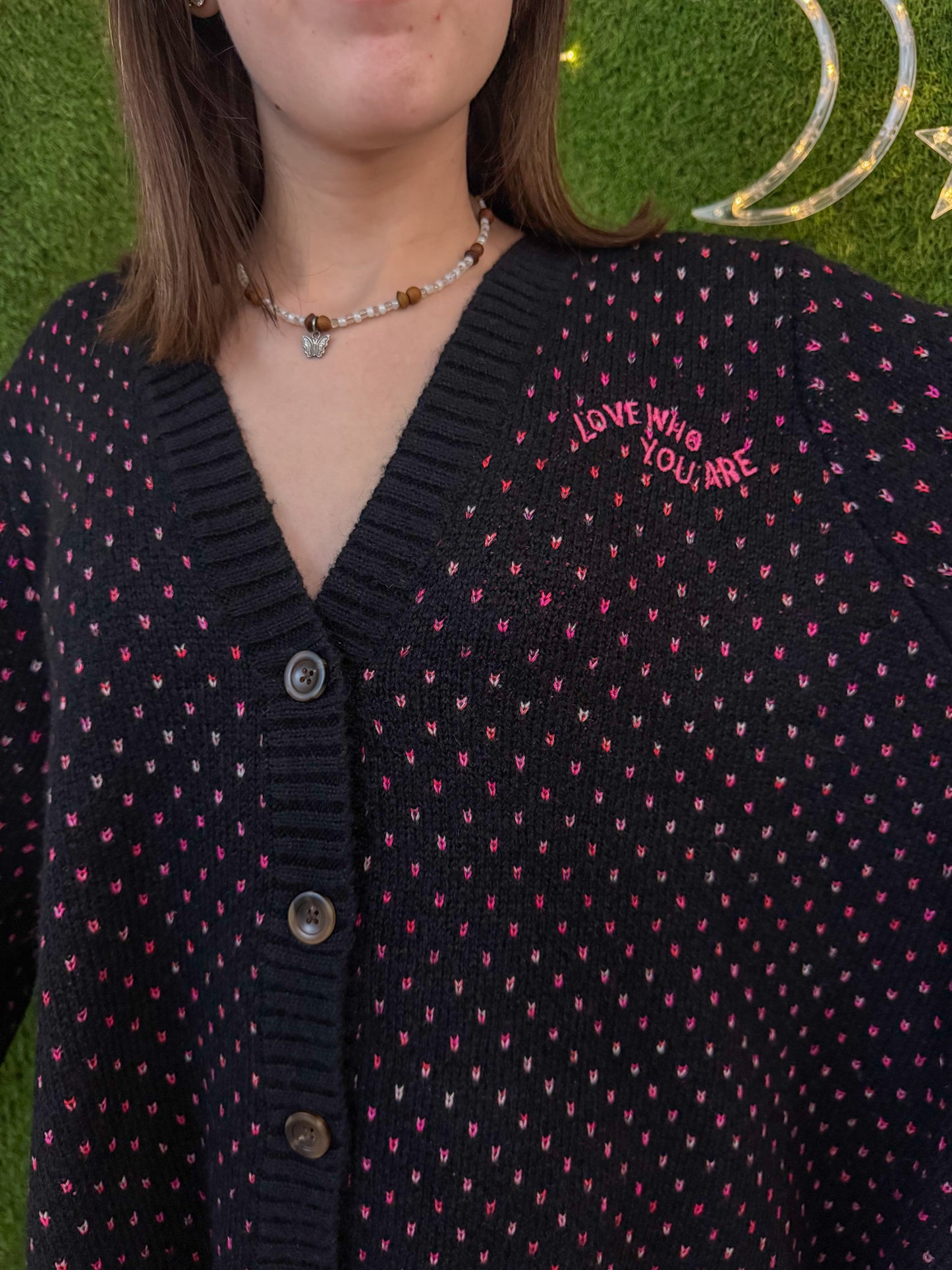 Love Who You Are Button Up Heart V-Neck 5XL