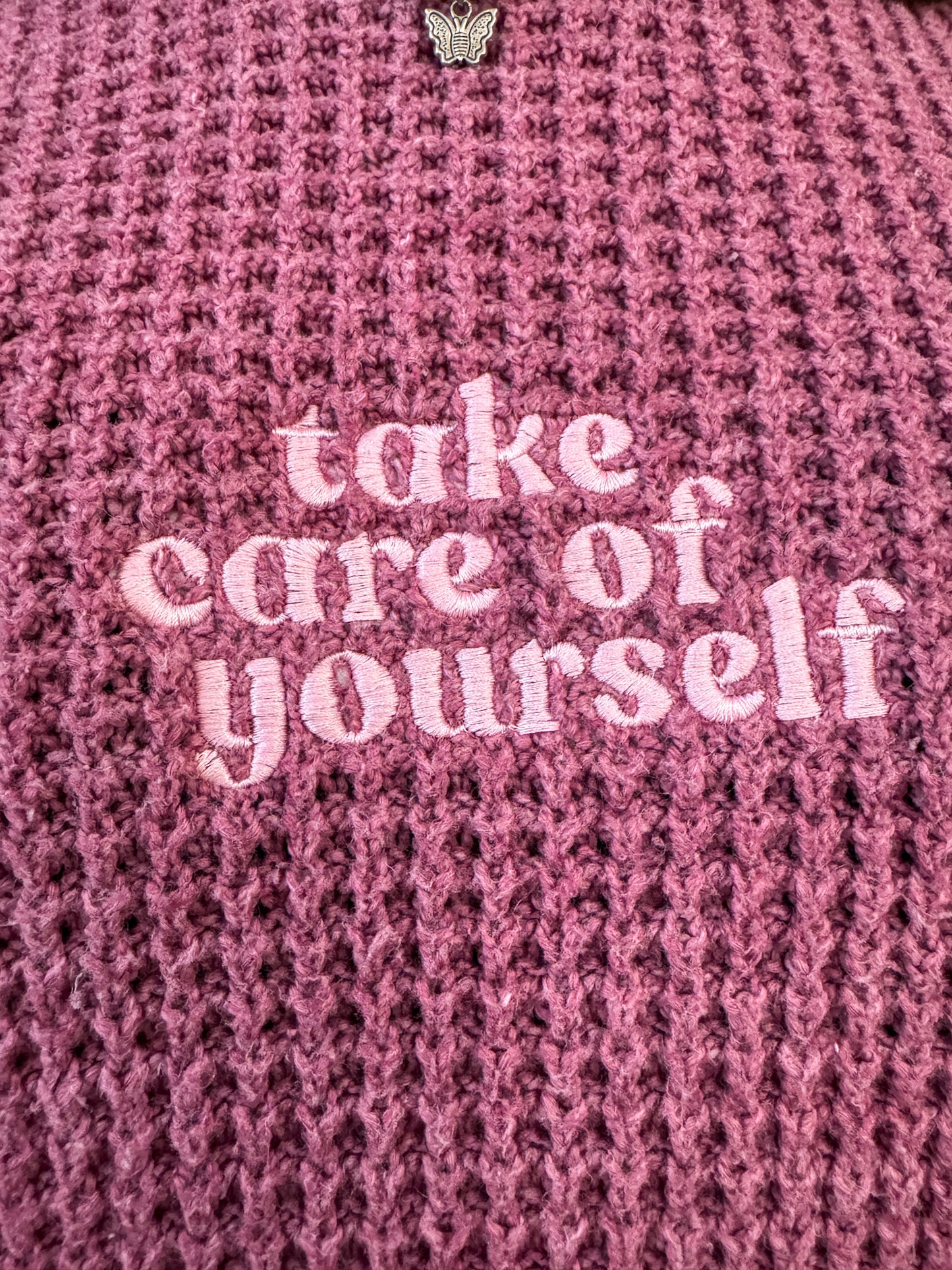 Take Care of Yourself Pink Sweater S