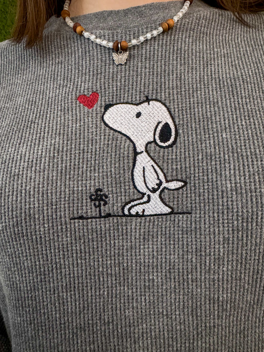 Snoopy Grey Thermal Long Sleeve S