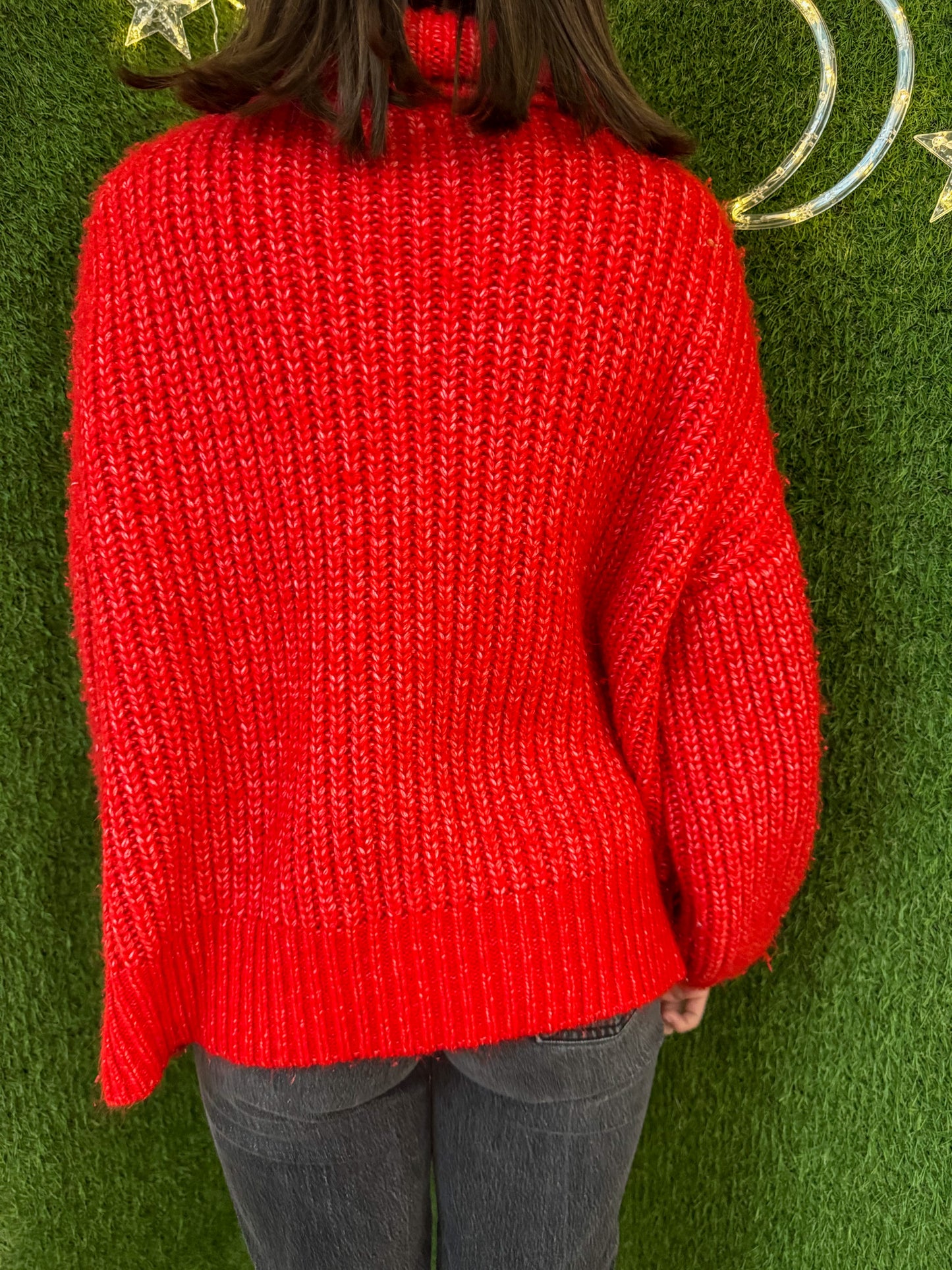 Take Care of Yourself Red Turtleneck Sweater XL