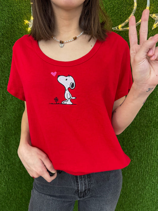 Snoopy Red Fitted Scoop Neck Tee 3XL