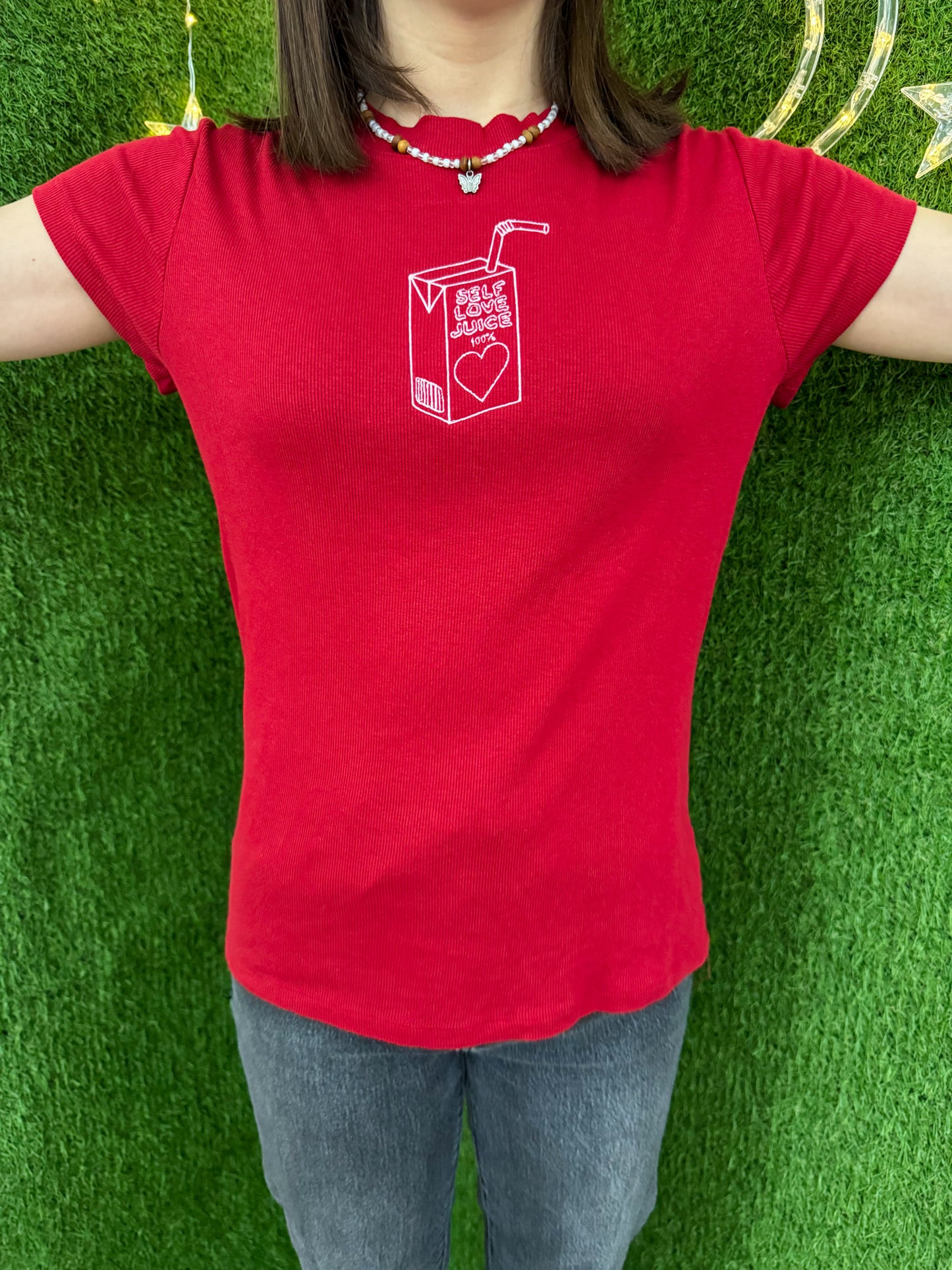 Self Love Juice Red Fitted T-Shirt M