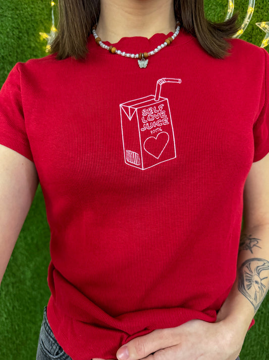 Self Love Juice Red Fitted T-Shirt M