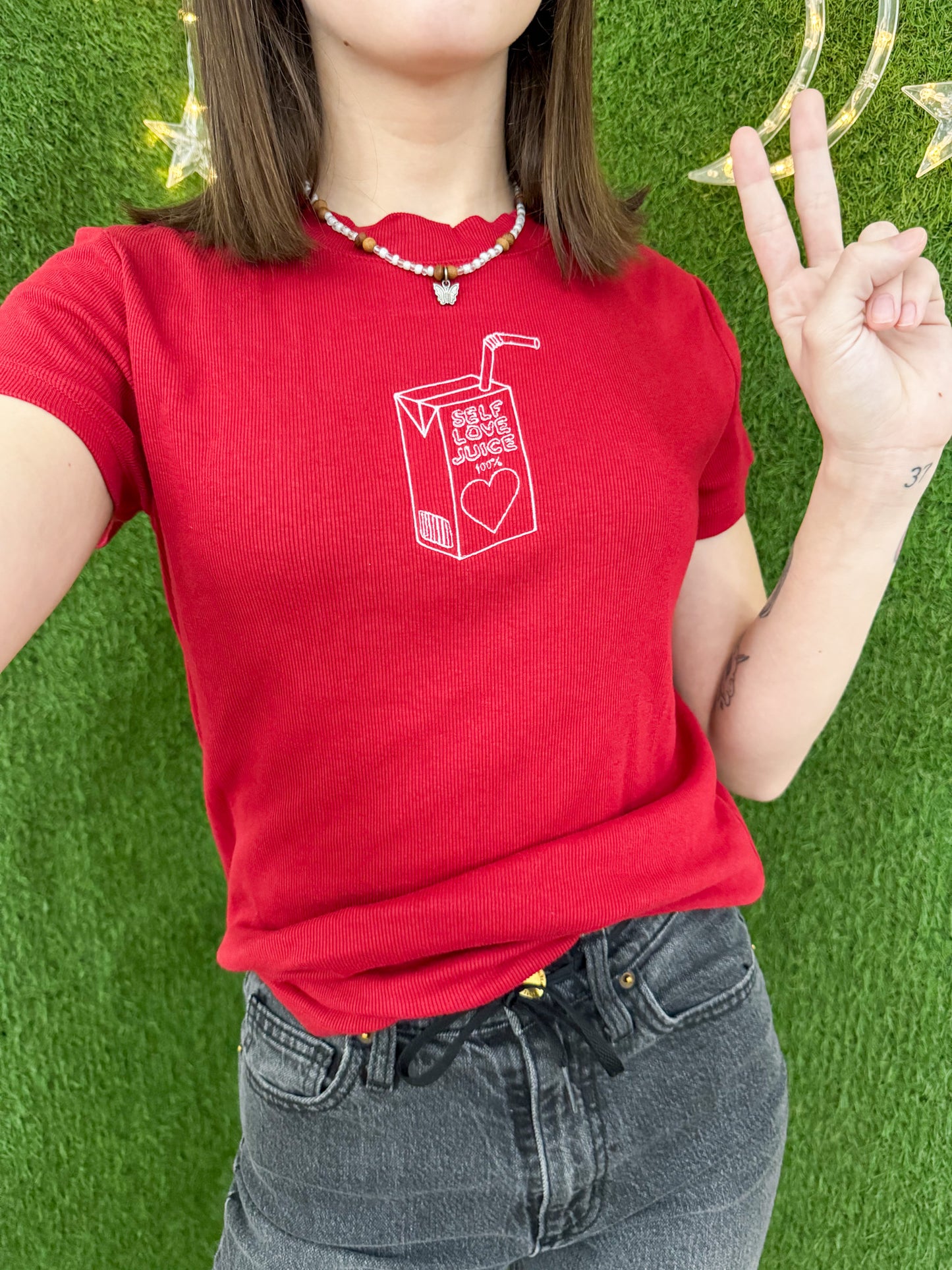 Self Love Juice Red Fitted T-Shirt M