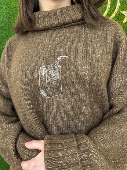 Self Love Juice Brown Turtleneck Sweater 2XL