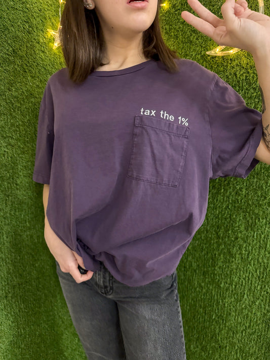 Tax the 1% Purple Pocket T-Shirt XL