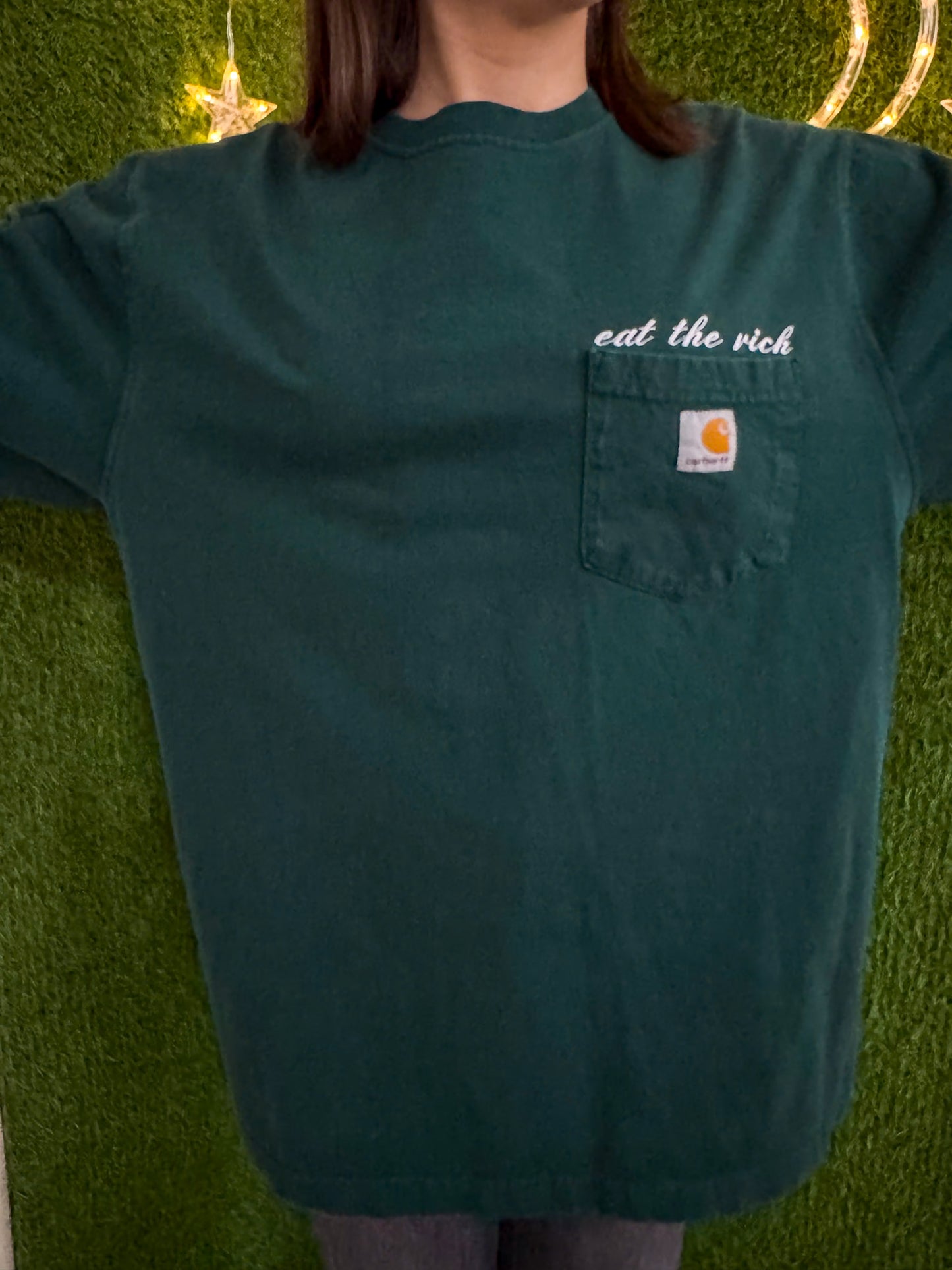 Eat the Rich Green Pocket Tee M