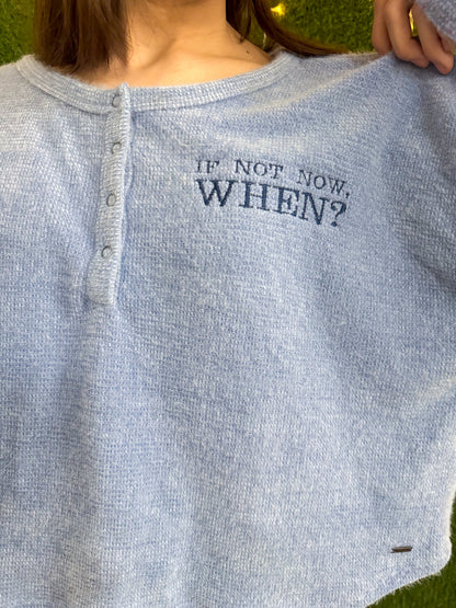 If Not Now When? Blue Cropped Long Sleeve L