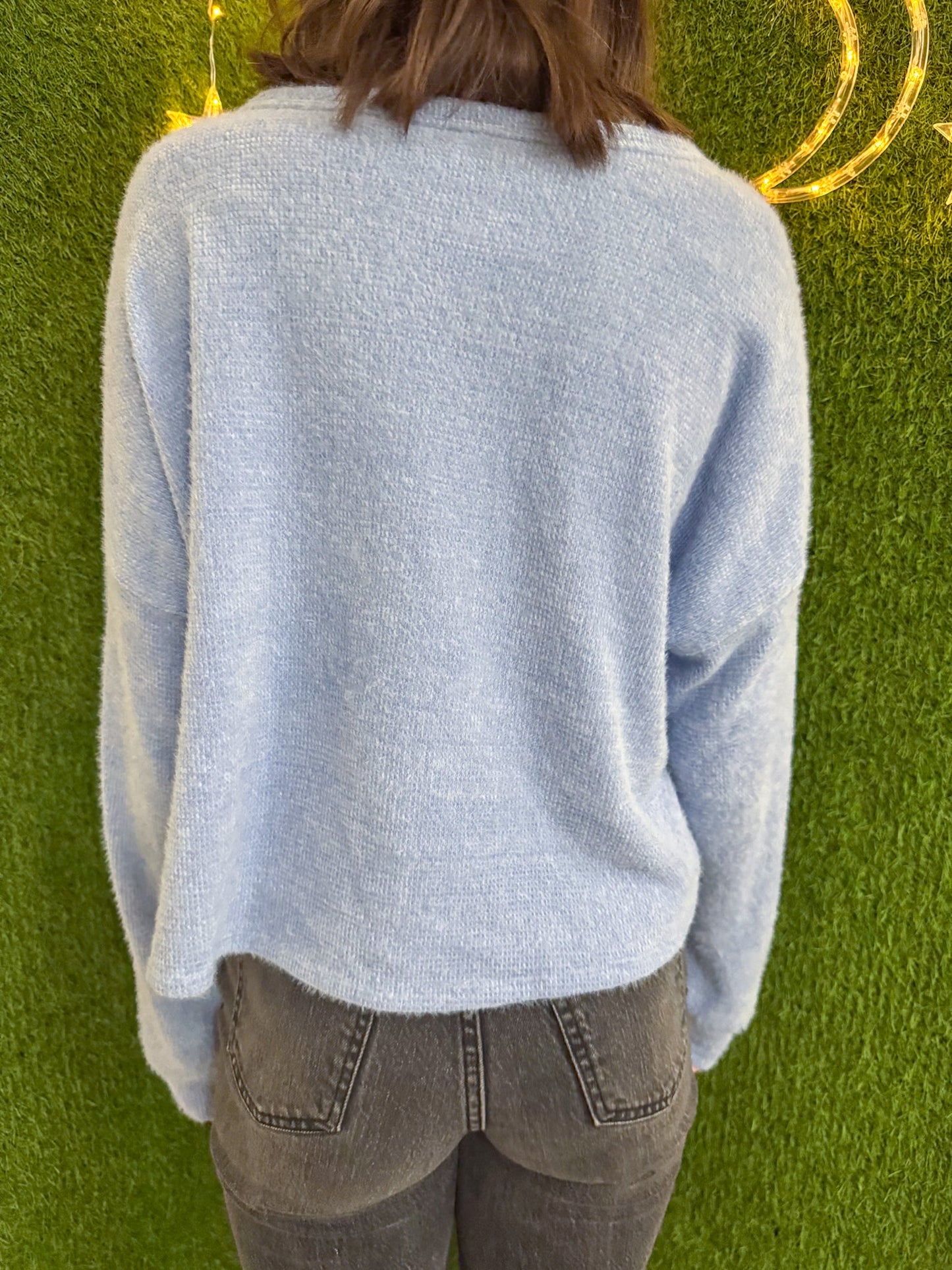 If Not Now When? Blue Cropped Long Sleeve L