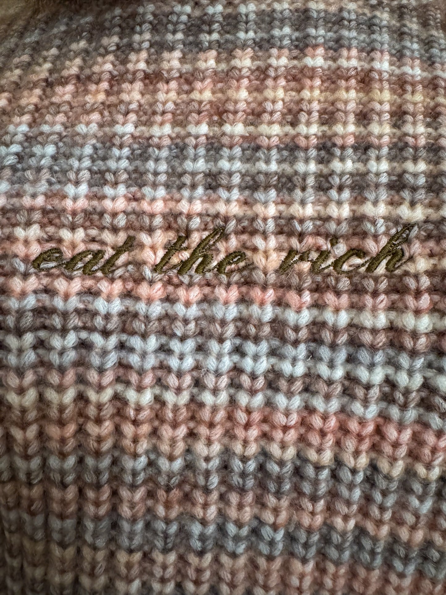 Eat the Rich Pink Striped Sweater XL