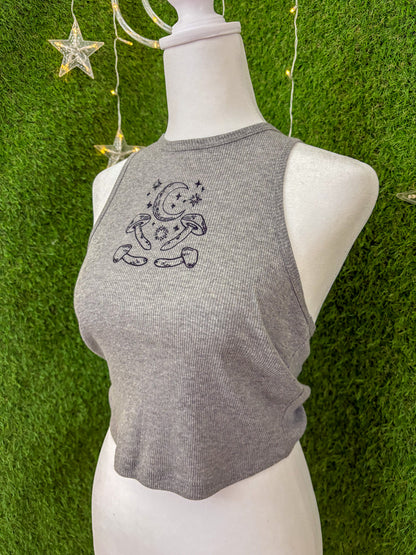 Moon & Shrooms Grey Tank Top M