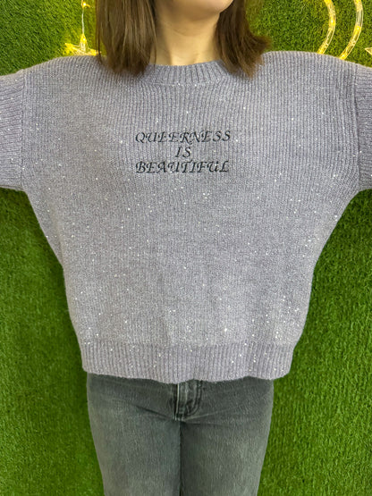 Queerness is Beautiful Sparkly Cropped Sweater 2XL