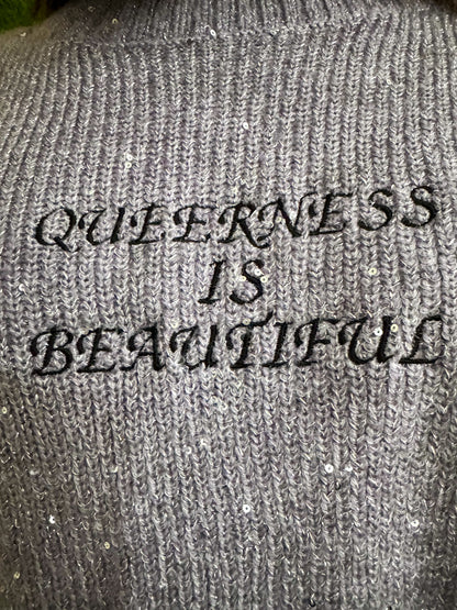 Queerness is Beautiful Sparkly Cropped Sweater 2XL