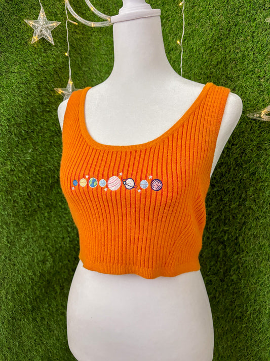 Planets Orange Tank Top M