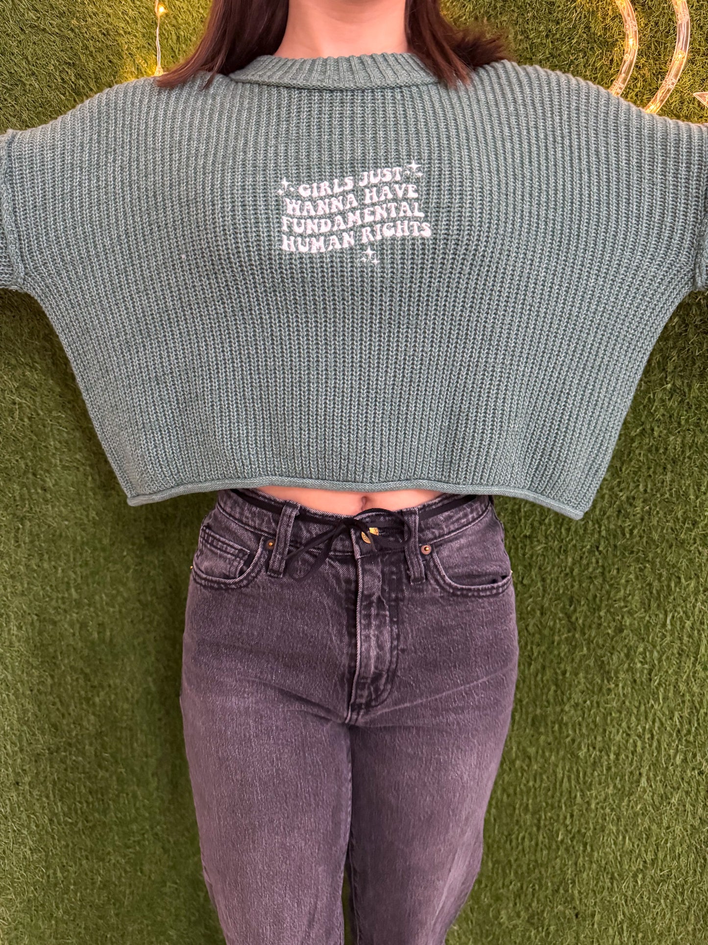 Girls Just Wanna Have Fundamental Human Rights Cropped Sweater L