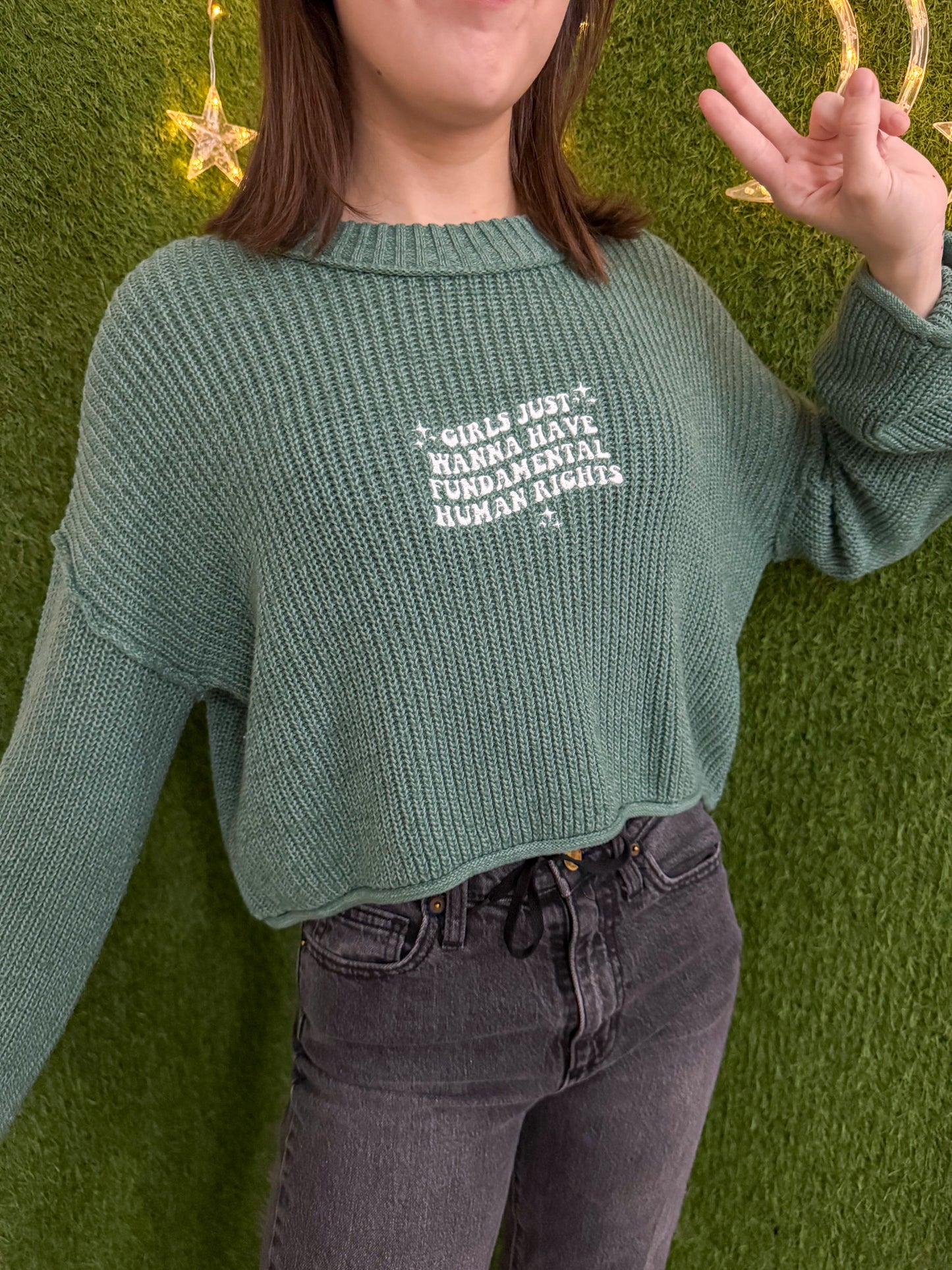 Girls Just Wanna Have Fundamental Human Rights Cropped Sweater L