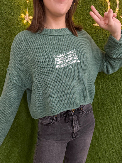 Girls Just Wanna Have Fundamental Human Rights Cropped Sweater L