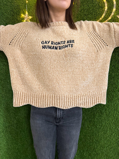 Human Rights Wavy Bottom Cropped Sweater M