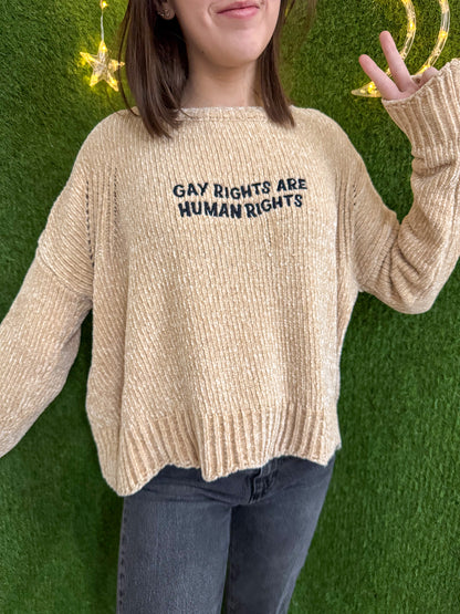 Human Rights Wavy Bottom Cropped Sweater M