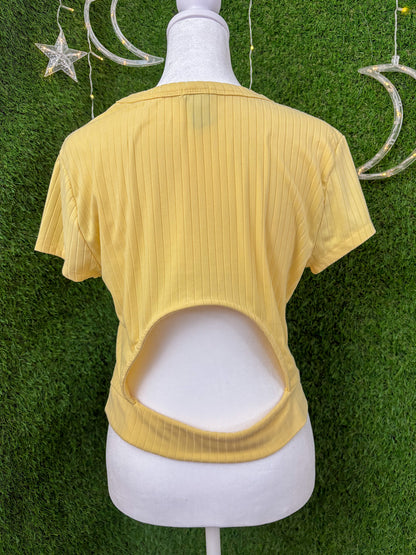 Upcycle Yellow Cropped Open Back XL