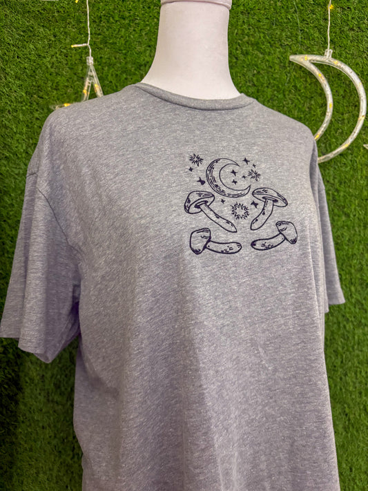 Moon & Shrooms Grey T-Shirt L
