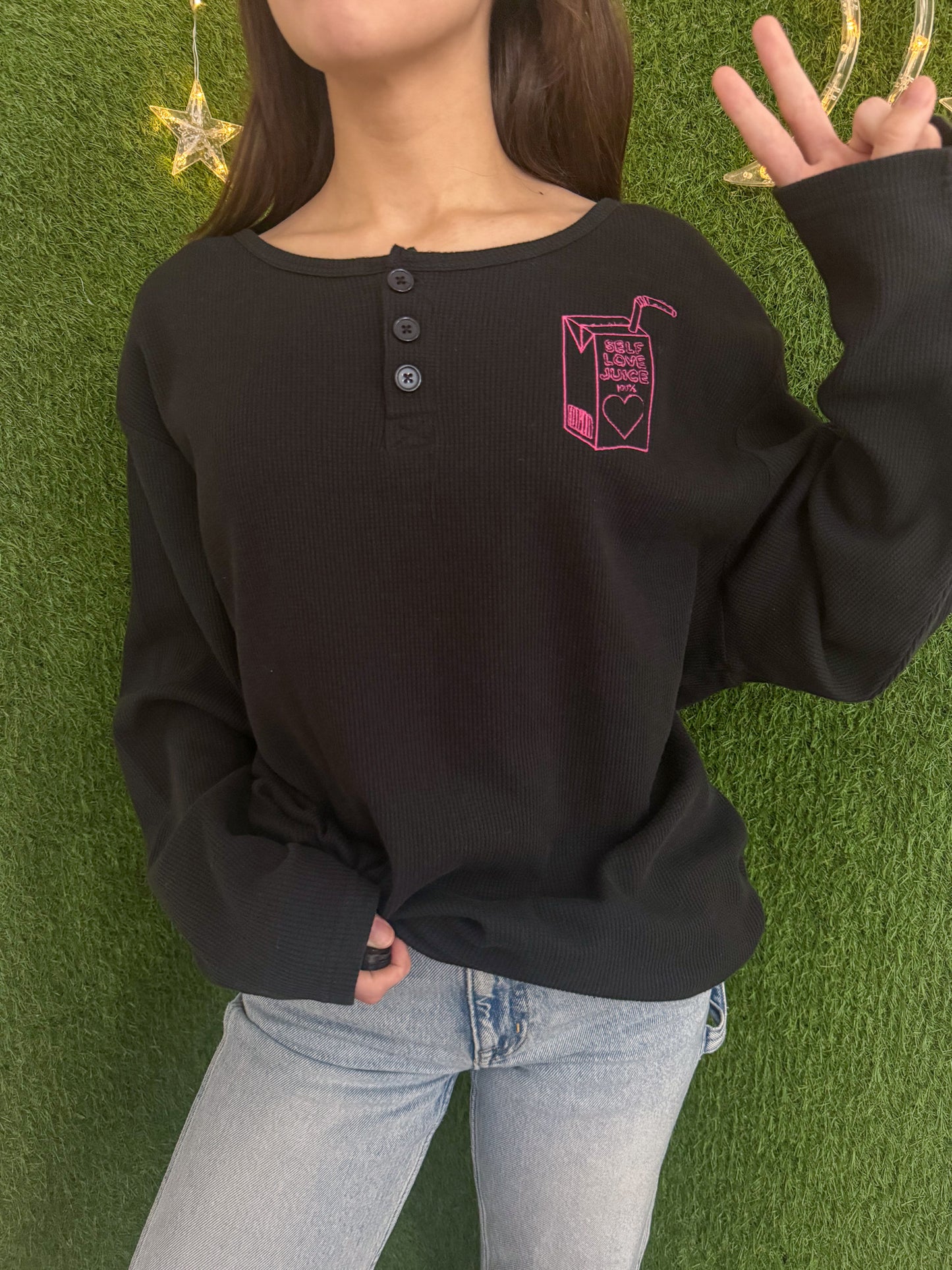 Self Love Juice Black Thermal Long Sleeve 2XL