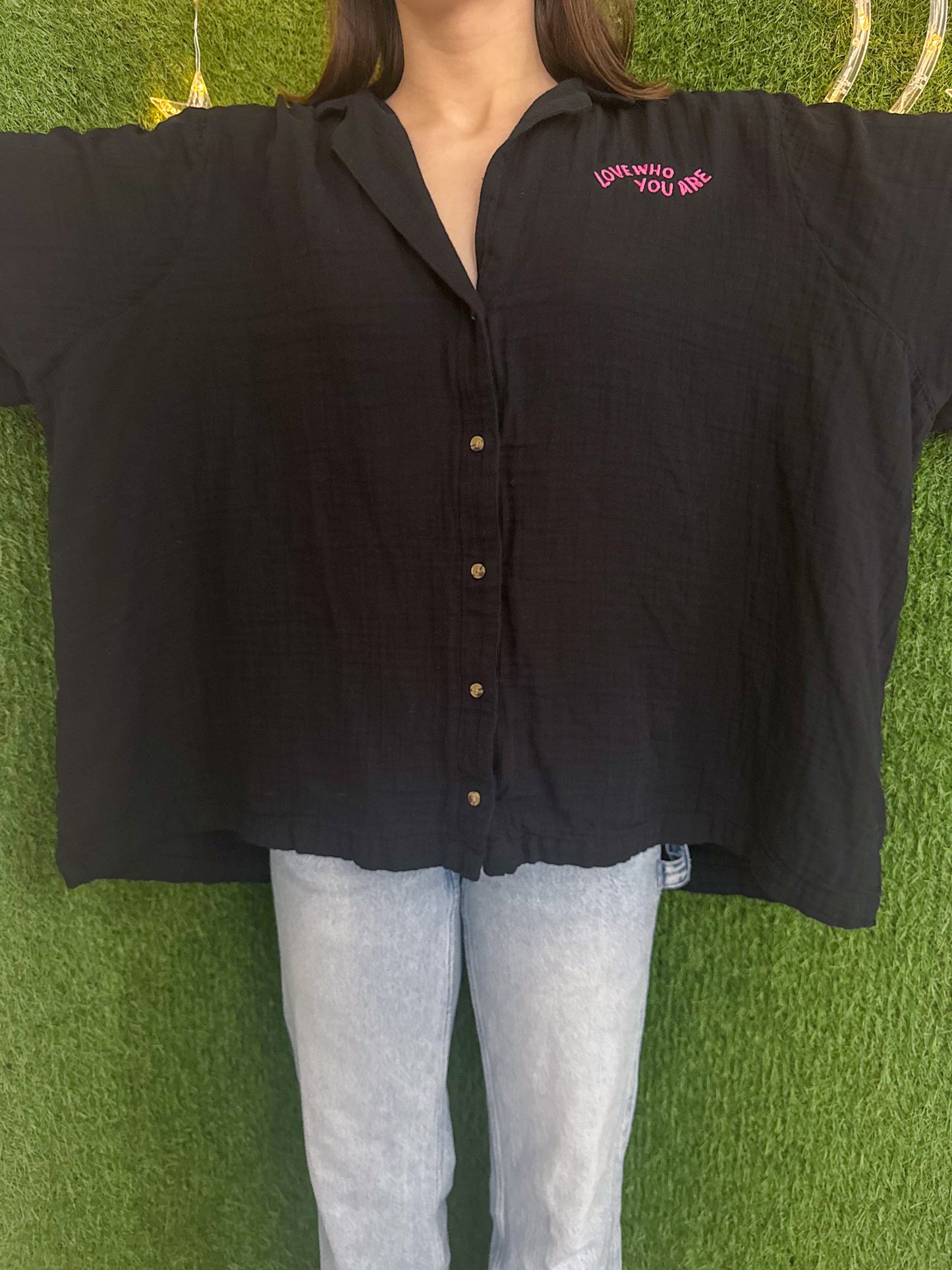 Love Who You Are Black Button Up 3XL