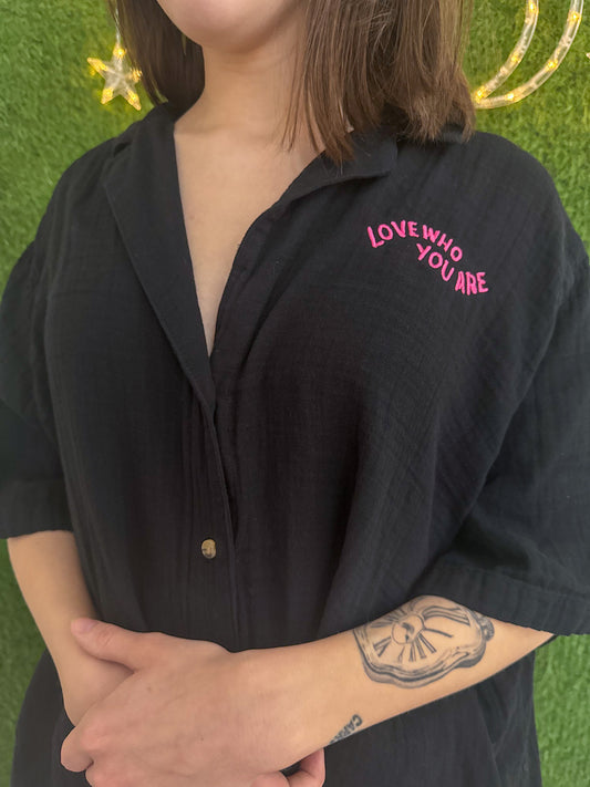 Love Who You Are Black Button Up 3XL