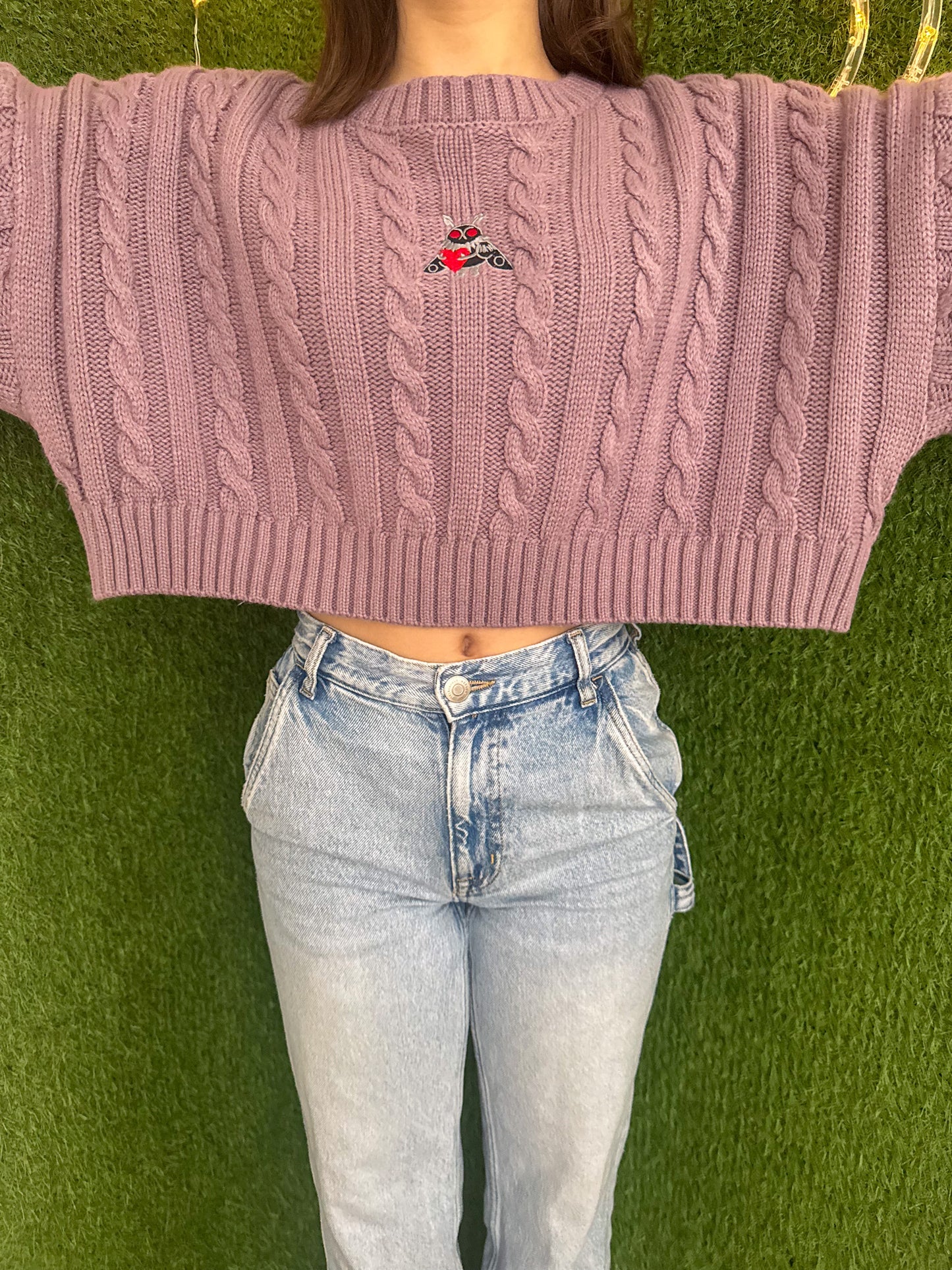 Mothman Purple Cropped Sweater XL