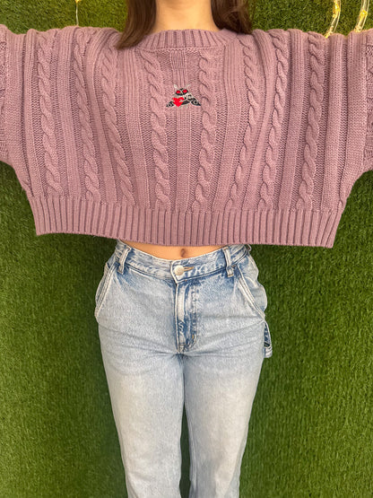 Mothman Purple Cropped Sweater XL