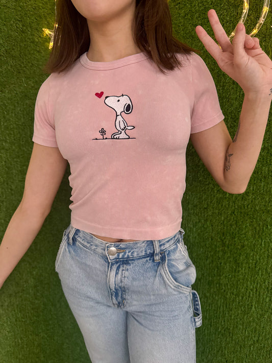 Snoopy Pink Baby Tee S