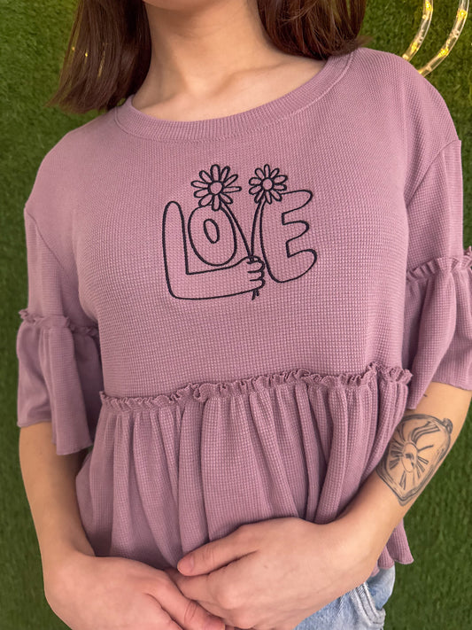 Love Flowers Flowy Purple T-Shirt S