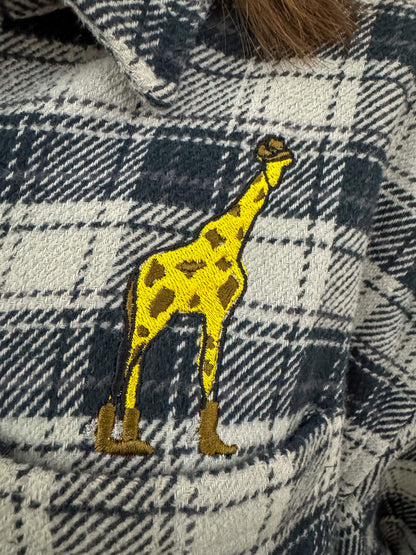 Cowboy Giraffe Pocket Flannel  M
