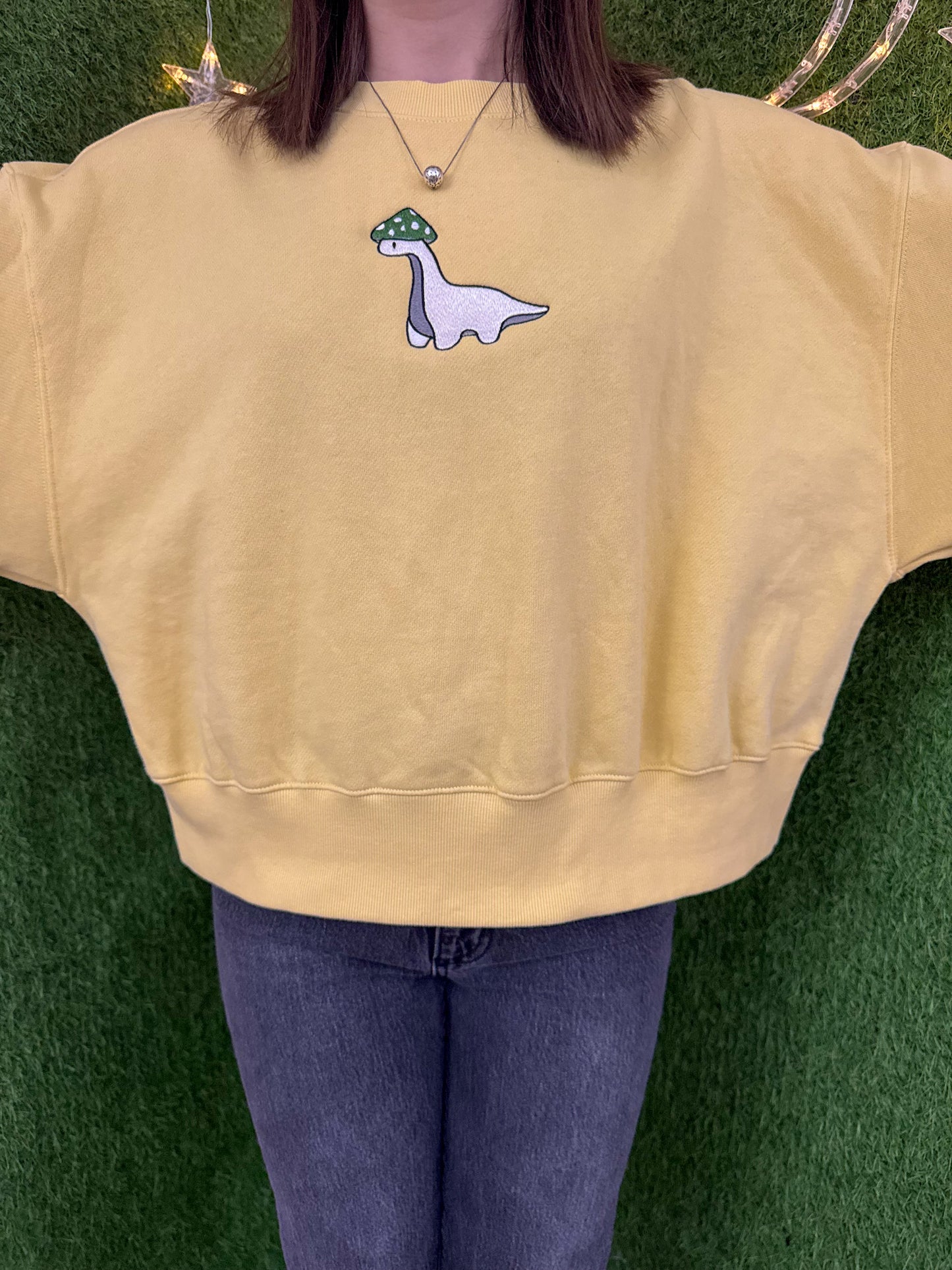 Mushroom Dino Yellow Crewneck L