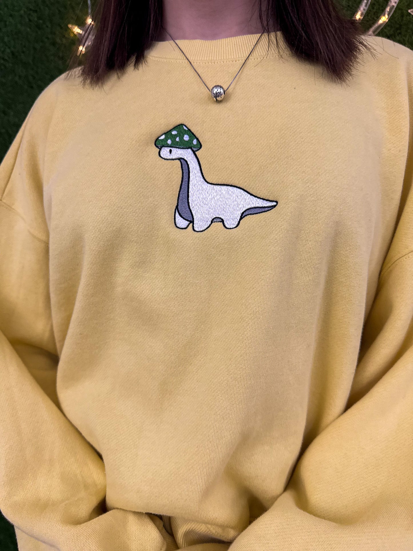 Mushroom Dino Yellow Crewneck L