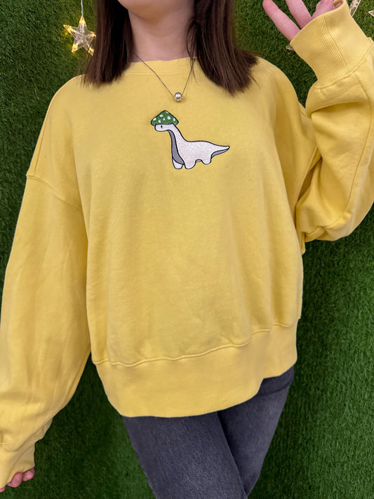 Mushroom Dino Yellow Crewneck L