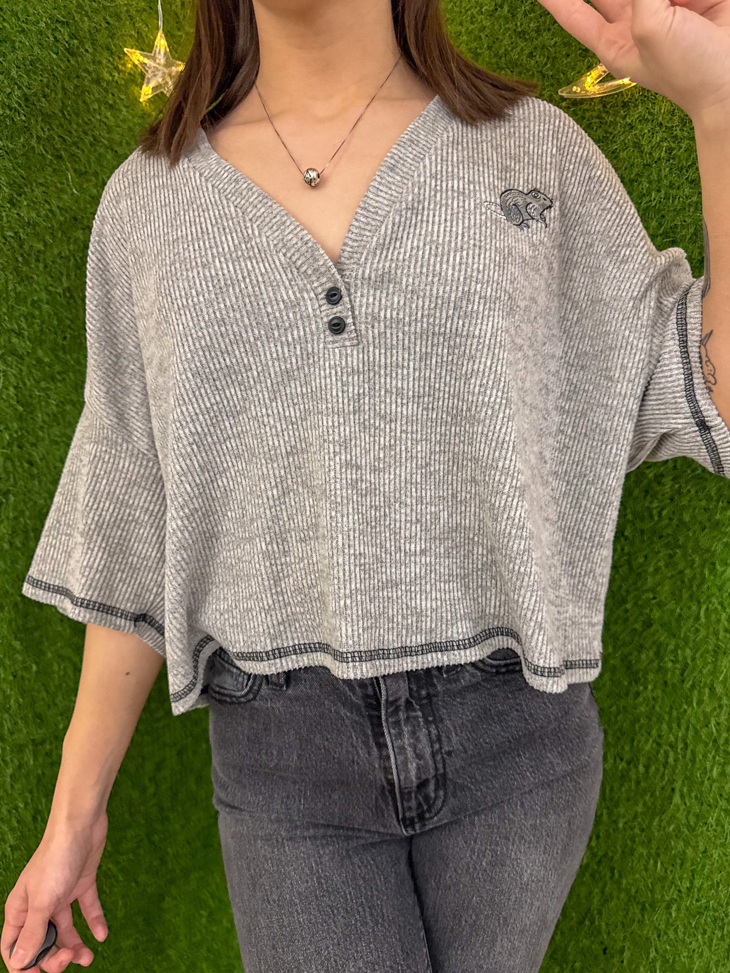 Rat V-Neck Tee Cropped L