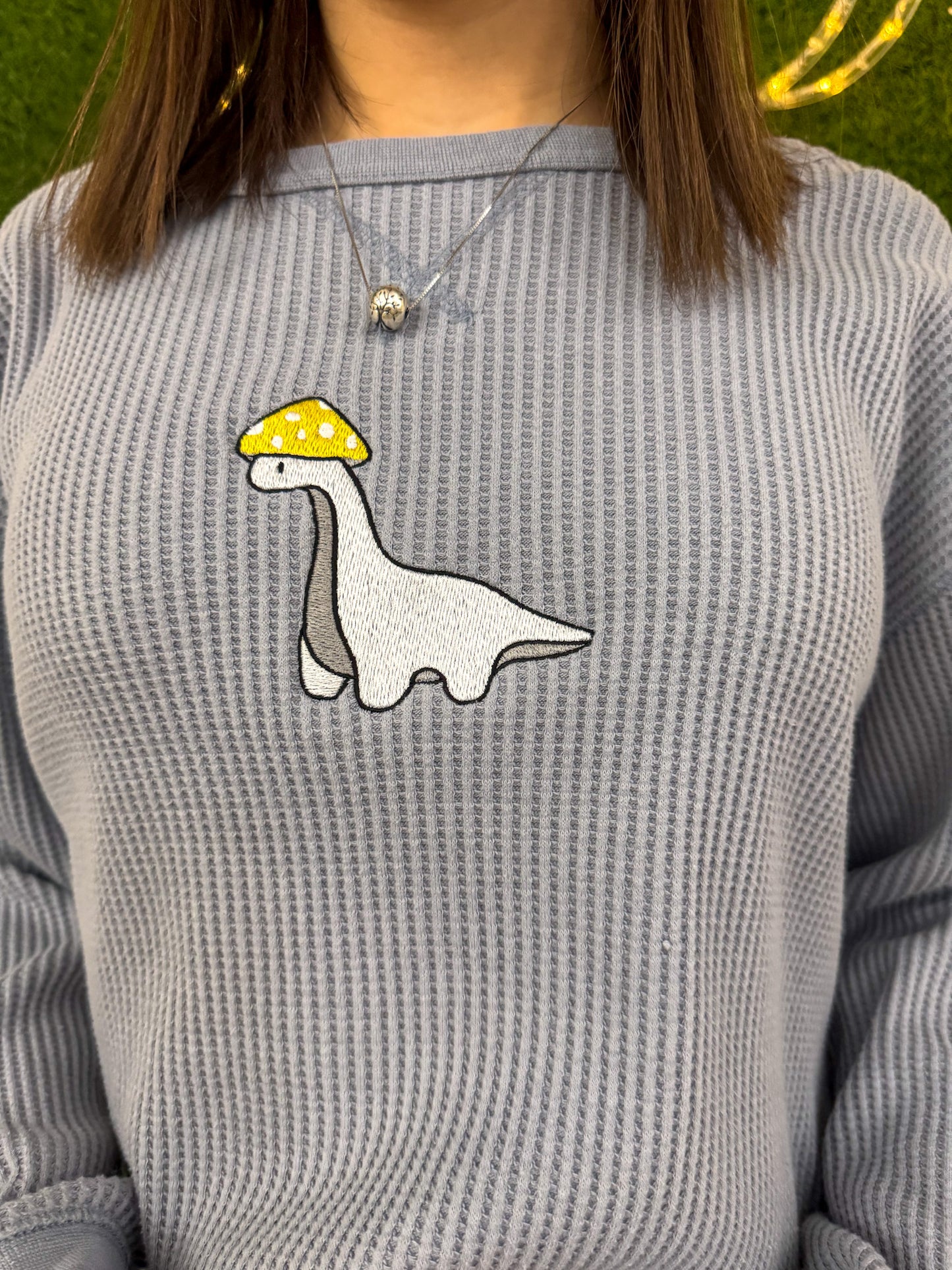 Blue Mushroom Dino Thermal Long Sleeve M