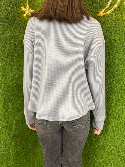 Blue Mushroom Dino Thermal Long Sleeve M